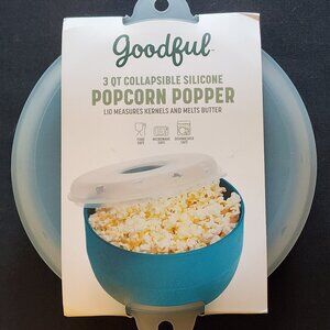 Goodful Blue 3 QT Collapsible Silicone Popcorn Popper New